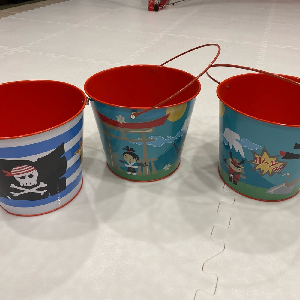 Pirate Adventure Kids Toy Buckets - Set of 3